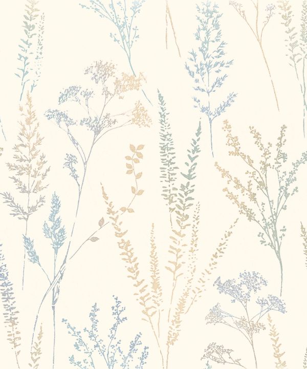 Papel de Parede Time Floral Verde e Azul UI3202