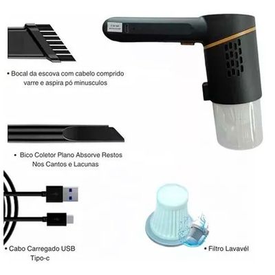 Mini Aspirador Recarregável Portátil Veicular XC-209