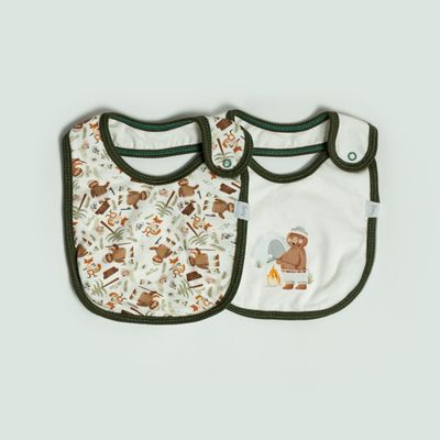 Kit Com 2 Babadores Bebê Camping Verde - Hug