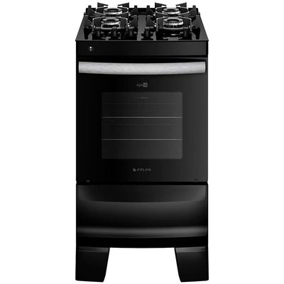 Fogão Atlas 4 Bocas Agile Up Glass com Mesa de Vidro e Acendimento Automático Bivolt - Preto
