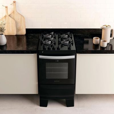 Fogão Atlas 4 Bocas Agile Up Glass com Mesa de Vidro e Acendimento Automático Bivolt - Preto