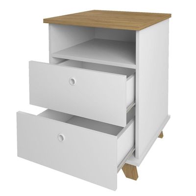 Gaveteiro Artany Day com 2 Gavetas e 1 Nicho - Olmo/Branco