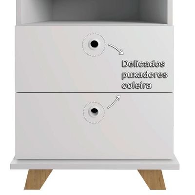 Gaveteiro Artany Day com 2 Gavetas e 1 Nicho - Olmo/Branco