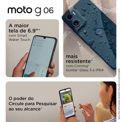 Smartphone Motorola Moto g06 4G Tela 6,9 256GB Câmera 50MP Bege