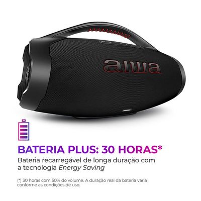 Caixa de Som Aiwa Boombox Plus com 3 Alto-falantes Bivolt e com Proteção IP66 Contra Água e Poeira - 200w