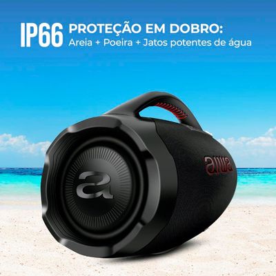 Caixa de Som Aiwa Boombox Plus com 3 Alto-falantes Bivolt e com Proteção IP66 Contra Água e Poeira - 200w