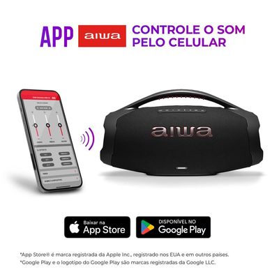 Caixa de Som Aiwa Boombox Plus com 3 Alto-falantes Bivolt e com Proteção IP66 Contra Água e Poeira - 200w