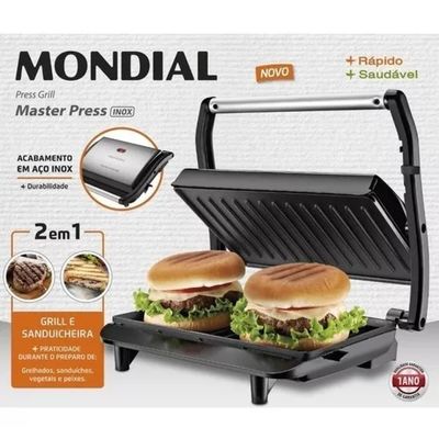 Sanduicheira Grill Mondial Press Grill Master Inox 110v