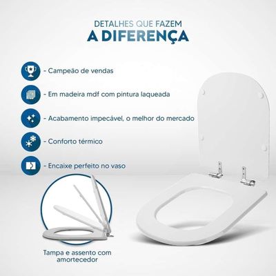 Assento Sanitário Soft Close Life Preto Para Vaso Celite