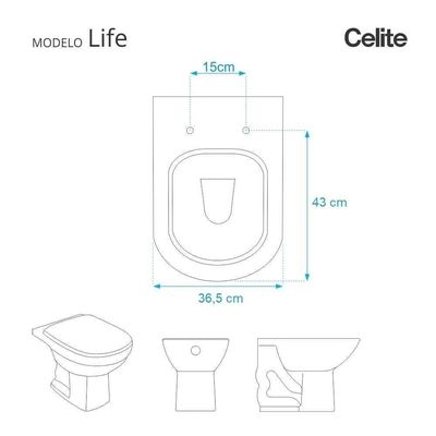 Assento Sanitário Soft Close Life Preto Para Vaso Celite