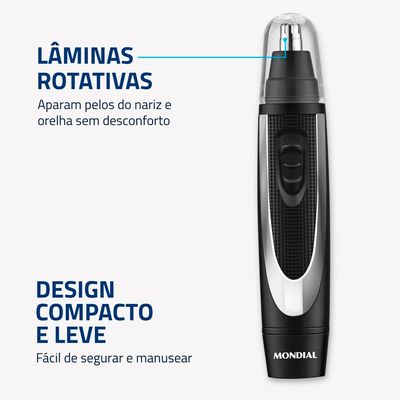 Aparador de Pelos Mondial Classic TR-01 Sem Fio Preto/Prata - à Pilha