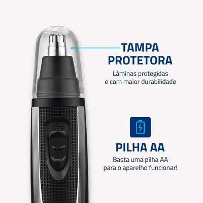 Aparador de Pelos Mondial Classic TR-01 Sem Fio Preto/Prata - à Pilha