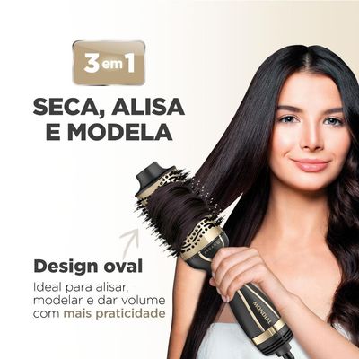 Escova Secadora Mondial Black Gold Argan ES-15 1200W Preta - Bivolt