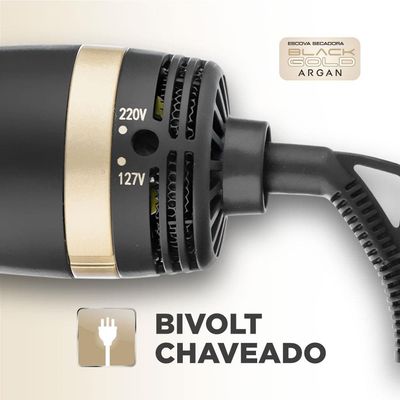 Escova Secadora Mondial Black Gold Argan ES-15 1200W Preta - Bivolt