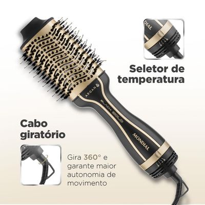 Escova Secadora Mondial Black Gold Argan ES-15 1200W Preta - Bivolt