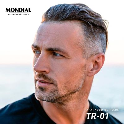 Aparador de Pelos Mondial Classic TR-01 Sem Fio Preto/Prata - à Pilha