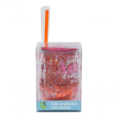 Copo Canudo Vermelho Para O Amor Da Minha Vida 350ml
