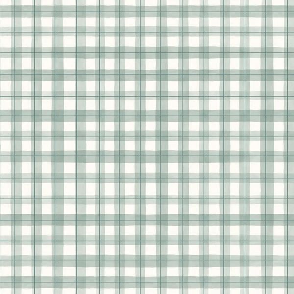 Papel de Parede Revoada Xadrez Picnic Pincelada Menta 4436