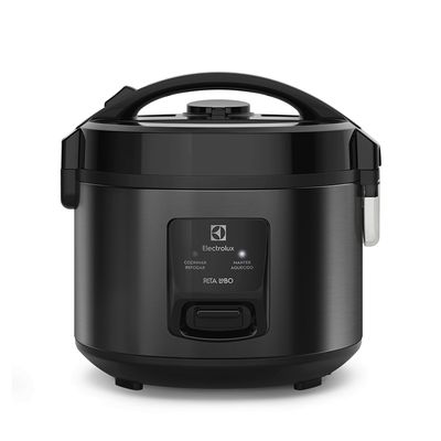 Panela de Arroz Elétrica Electrolux ERC10 Efficient 2 em 1 com Visor Glass por Rita Lobo 7 Xícaras - Preto/Inox Preto / 220