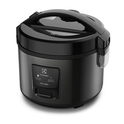 Panela de Arroz Elétrica Electrolux ERC10 Efficient 2 em 1 com Visor Glass por Rita Lobo 7 Xícaras - Preto/Inox Preto / 220