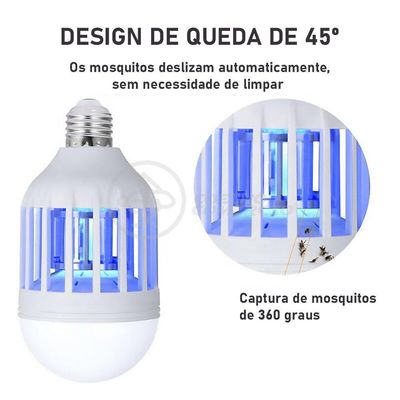 Lâmpada Luz Led Branco 15w Atrai Choque Mosquito