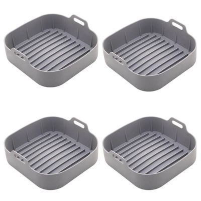 Kit 4 Formas de Silicone para Air Fryer Cinza 16x5,5cm Lyor Reutilizável Cozinha