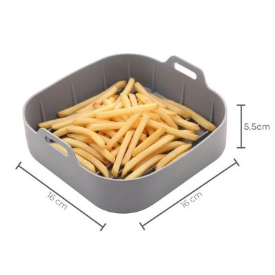 Kit 4 Formas de Silicone para Air Fryer Cinza 16x5,5cm Lyor Reutilizável Cozinha