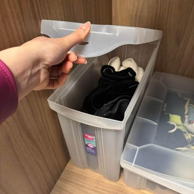 Kit 5 Caixas Organizadoras 16,5L Estreita Alta Plástica Ordene Radical Multiuso Transparente