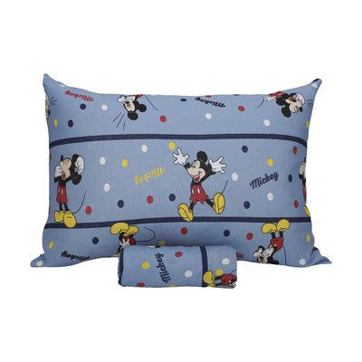 Jogo de Lençol KazzaVip Solteiro Malha Mista 70% Algodão e 30% Poliéster Estampado Disney Mickey Comics Kids 2 Peças Azul