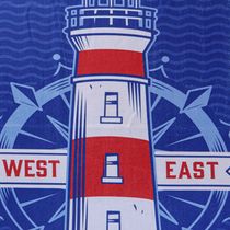 Toalha de Praia KazzaVip Microfibra 100% Poliéster Estampada Anti Areia Lighthouse 70cm x 140m Azul