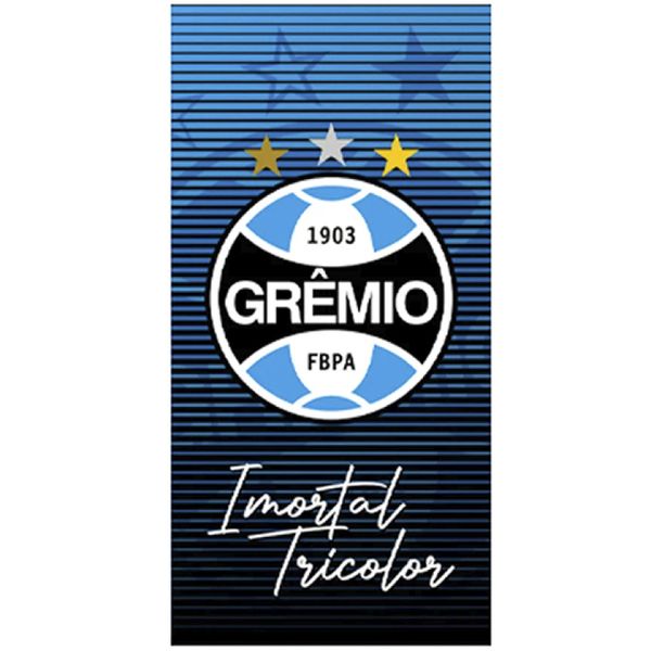 Toalha de Praia KazzaVip Microfibra 100% Poliéster Estampada Imortal Tricolor Gremio 70cm x 140m Azul