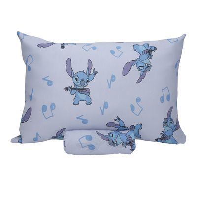 Jogo de Lençol KazzaVip Solteiro Malha Mista 70% Algodão e 30% Poliéster Estampado Disney Stitch Song 2 Peças Azul