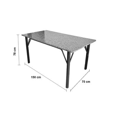 Mesa de Jantar Retangular Famais Noruega com 6 Cadeiras Tampo de Granito Preta