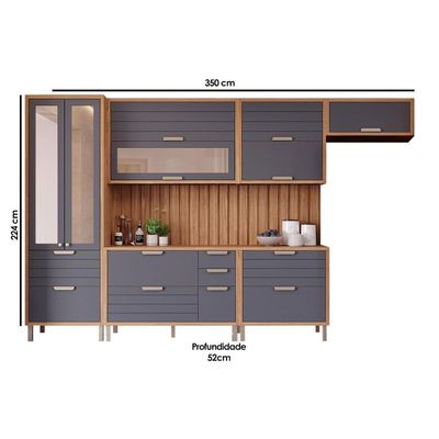 Cozinha Completa MGM 8 Peças Eloise C8P179 Cinamomo/Platina