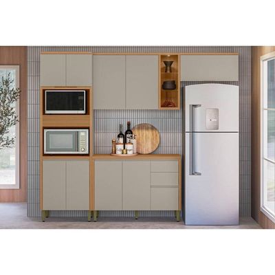 Cozinha Completa Linea Brasil 4 Peças Allure CP10 Jequitiba/Gris