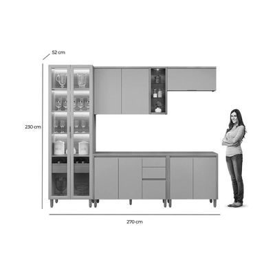 Cozinha Completa Linea Brasil 5 Peças Allure CP23 Jequitiba/Gris