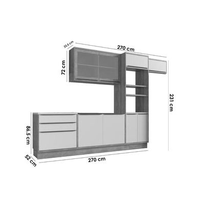 Cozinha Completa Herval 6 Peças Versalis C6P191 Freijo/Cinza Argila