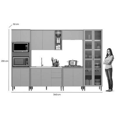 Cozinha Completa Linea Brasil 6 Peças Allure CP17 Jequitiba/Gris