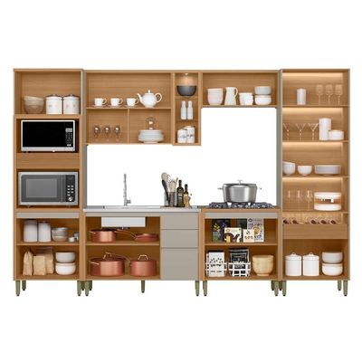 Cozinha Completa Linea Brasil 6 Peças Allure CP17 Jequitiba/Gris