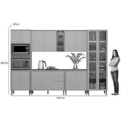Cozinha Completa Linea Brasil 6 Peças Allure CP21 Jequitiba/Gris