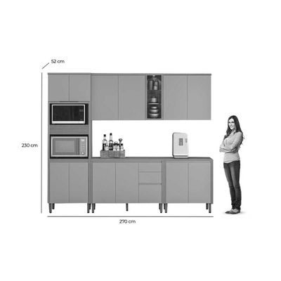 Cozinha Completa Linea Brasil 5 Peças Allure CP08 Jequitiba/Gris