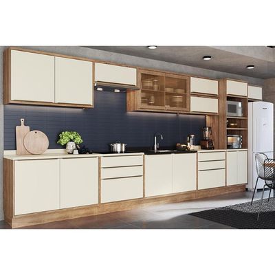 Cozinha Completa Herval 14 Peças Versalis C14P165 Freijo/Cinza Argila