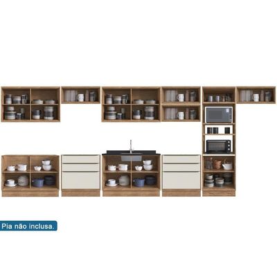 Cozinha Completa Herval 14 Peças Versalis C14P165 Freijo/Cinza Argila