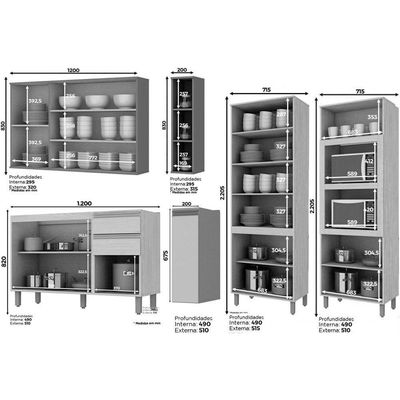 Cozinha Completa Henn 8 Peças Connect C8P05 Duna/Cristal