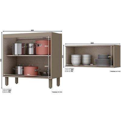 Cozinha Completa Henn 8 Peças Connect s/Pia C8P14 Duna/Cristal