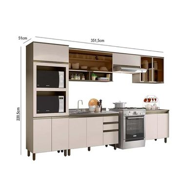 Cozinha Completa Henn 8 Peças Connect s/Pia C8P04 Duna/Cristal
