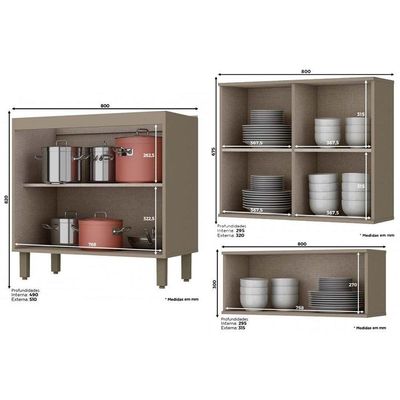 Cozinha Completa Henn 10 Peças Connect s/Pia C10P01 Duna/Cristal