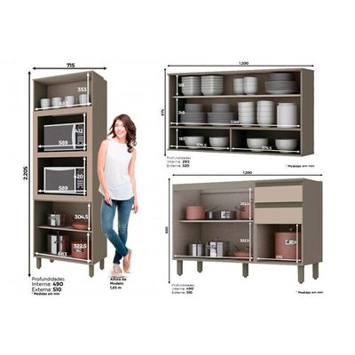 Cozinha Completa Henn 10 Peças Connect s/Pia C10P01 Duna/Cristal