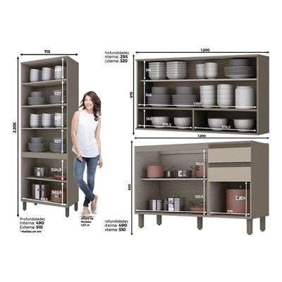Cozinha Completa Henn 7 Peças Connect C7P03 Duna/Cristal