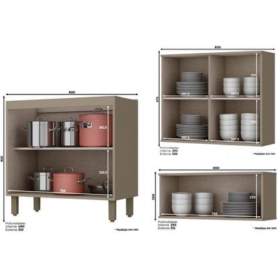 Cozinha Completa Henn 8 Peças Connect s/Pia C8P08 Duna/Cristal